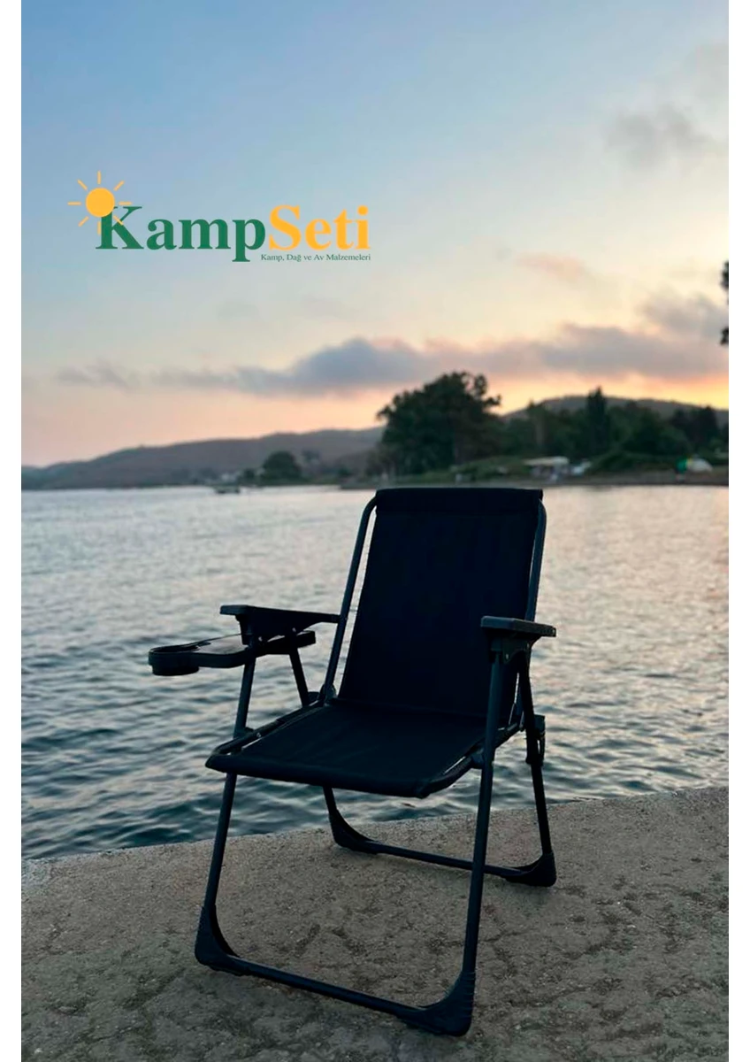 KampSeti 3 Adet Katlanır Kamp Sandalye ve Masa Seti-Taşınabilir Piknik Bahçe Sandalyesi-Masası